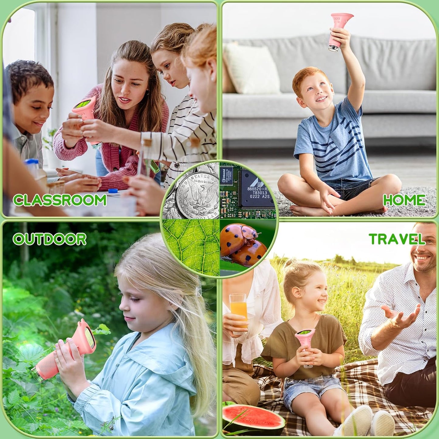 Pink Kids Handheld Digital Microscope