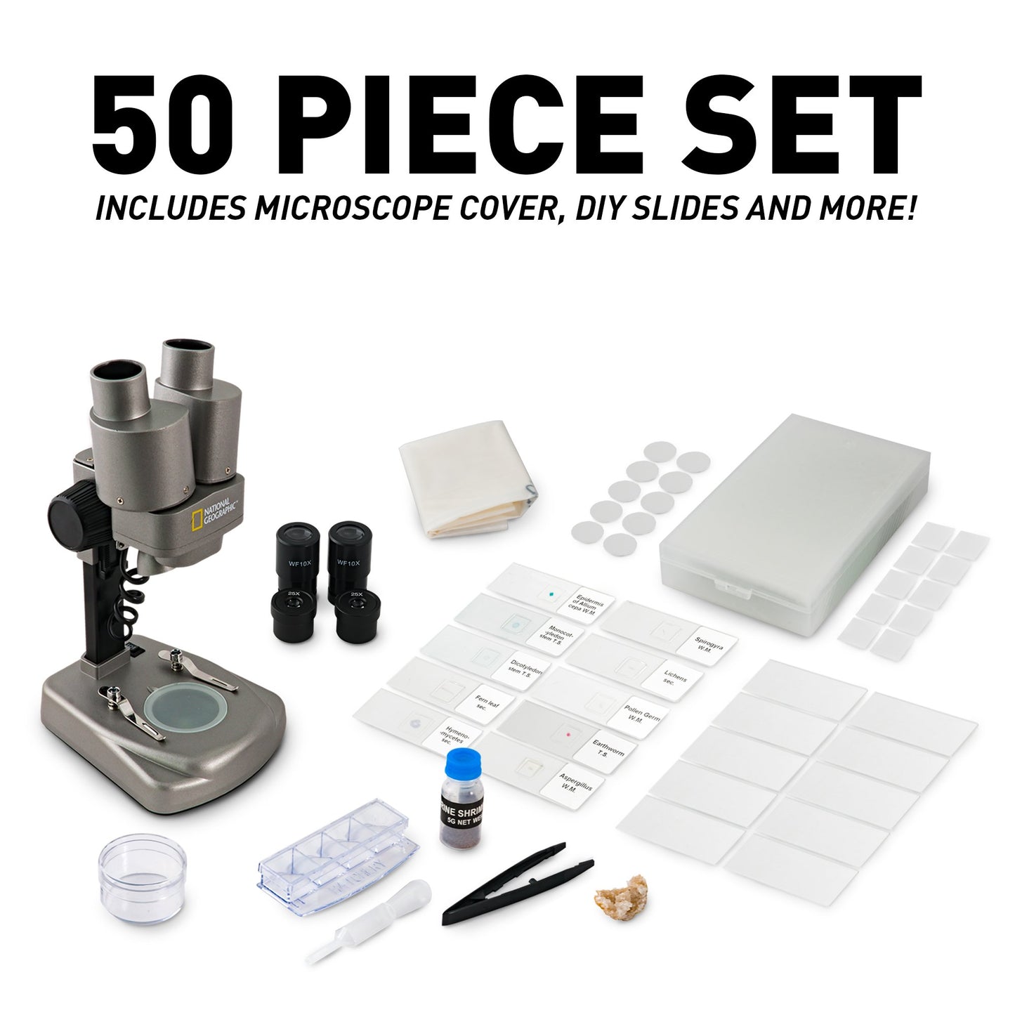 Nat Geo Dual LED Kids Microscope Kit – 50+ pcs