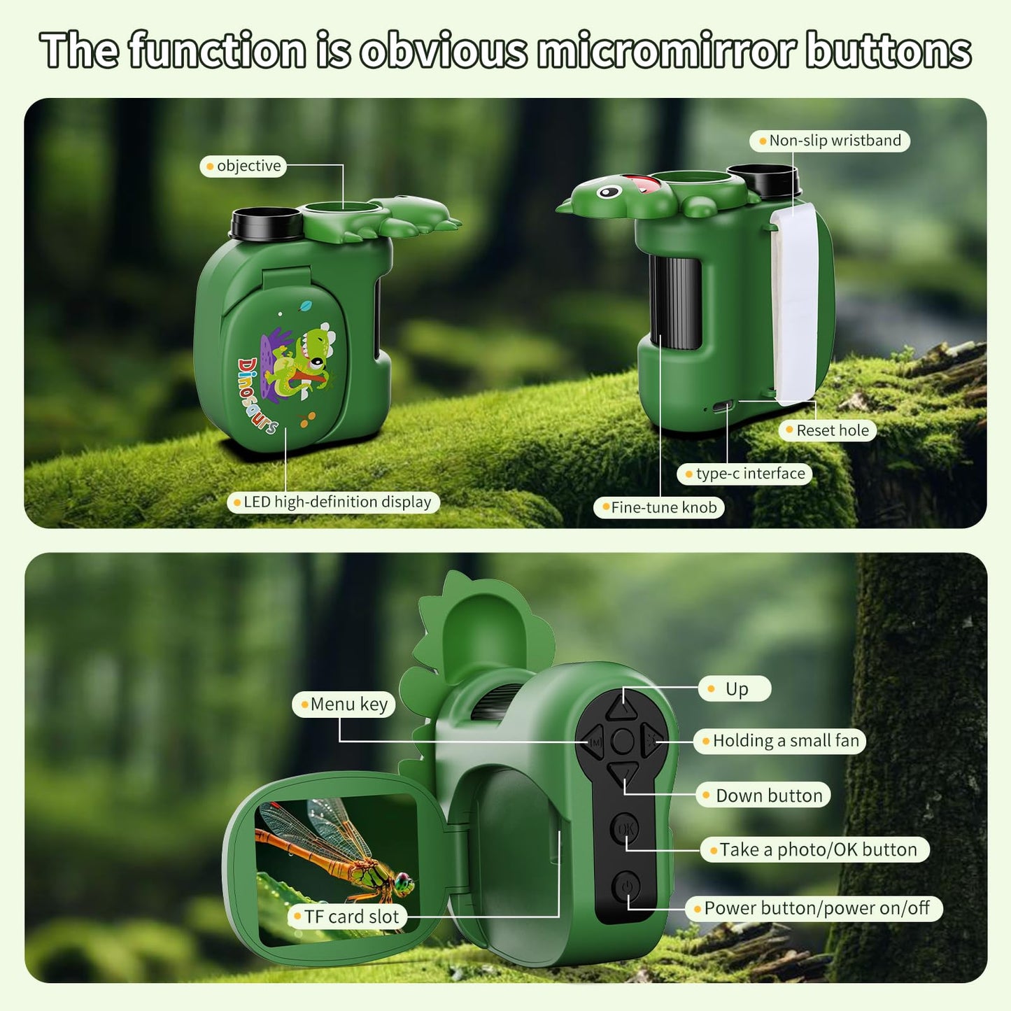 1600X Kids Digital Microscope – Green