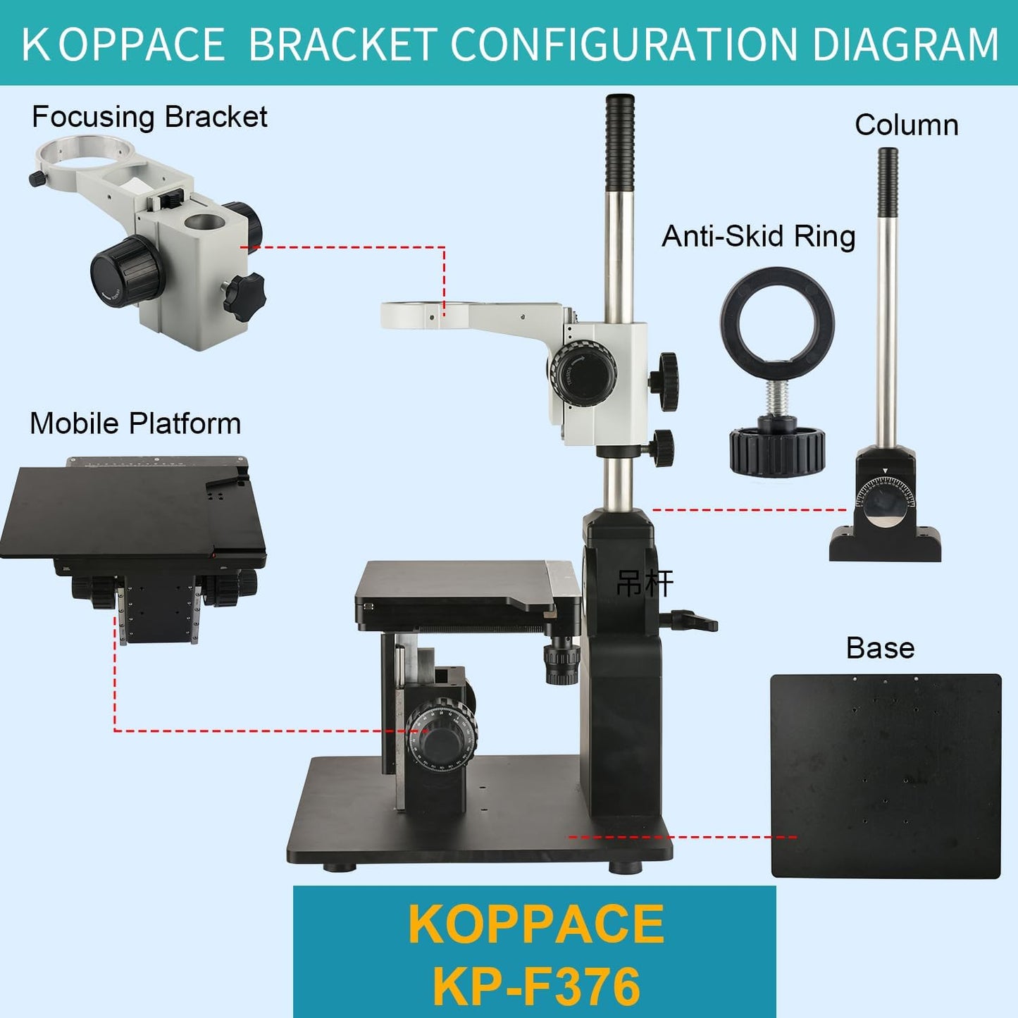 X/Y/Z Adjustable Microscope Stand 76mm