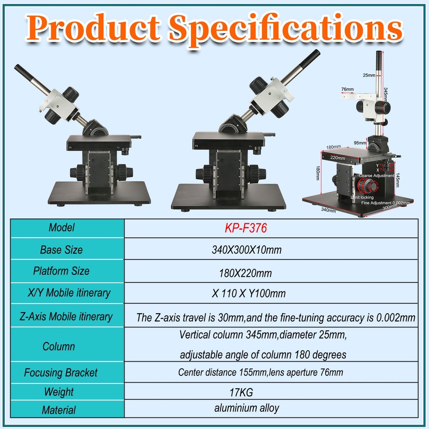 X/Y/Z Adjustable Microscope Stand 76mm