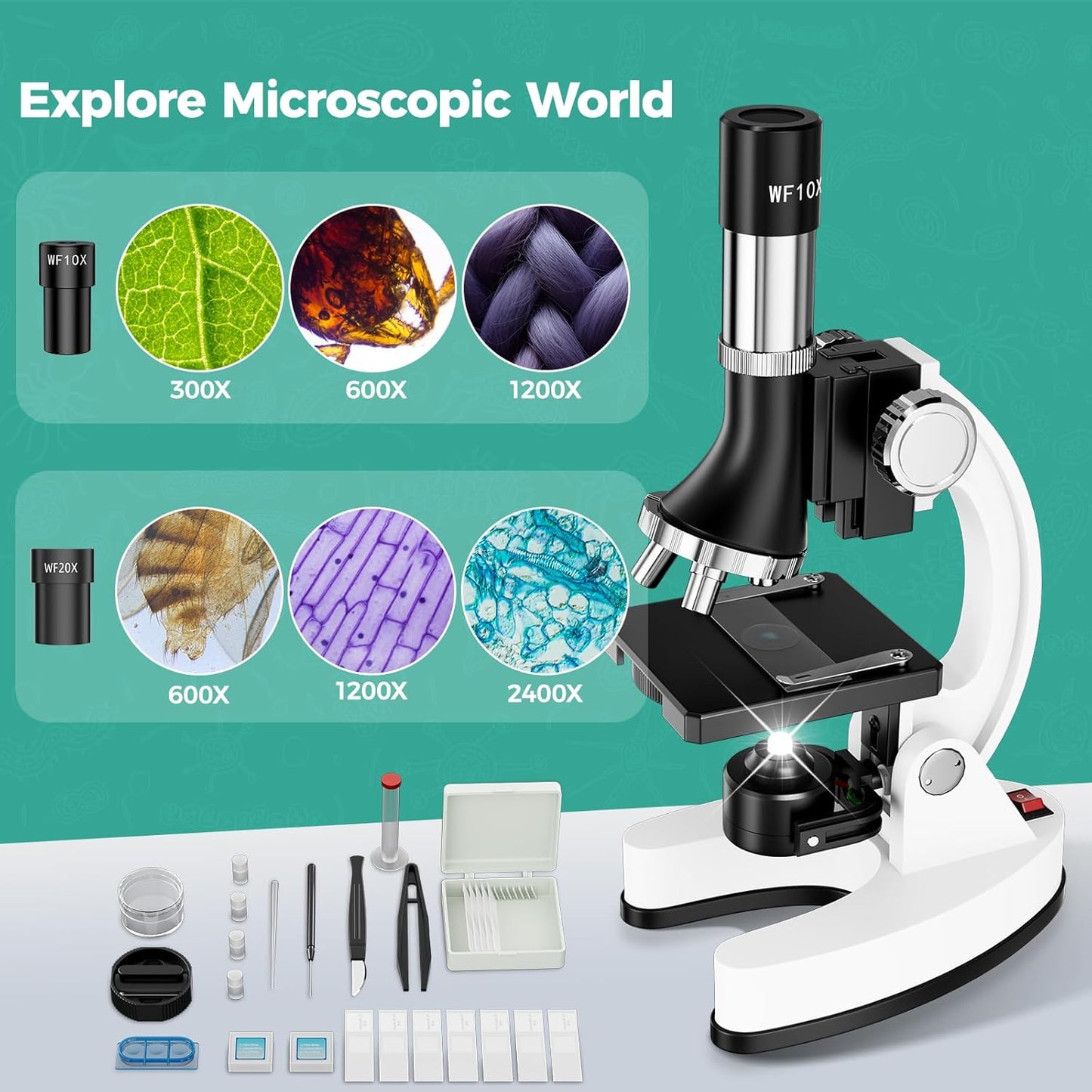 2400X Kids Microscope Science Kit