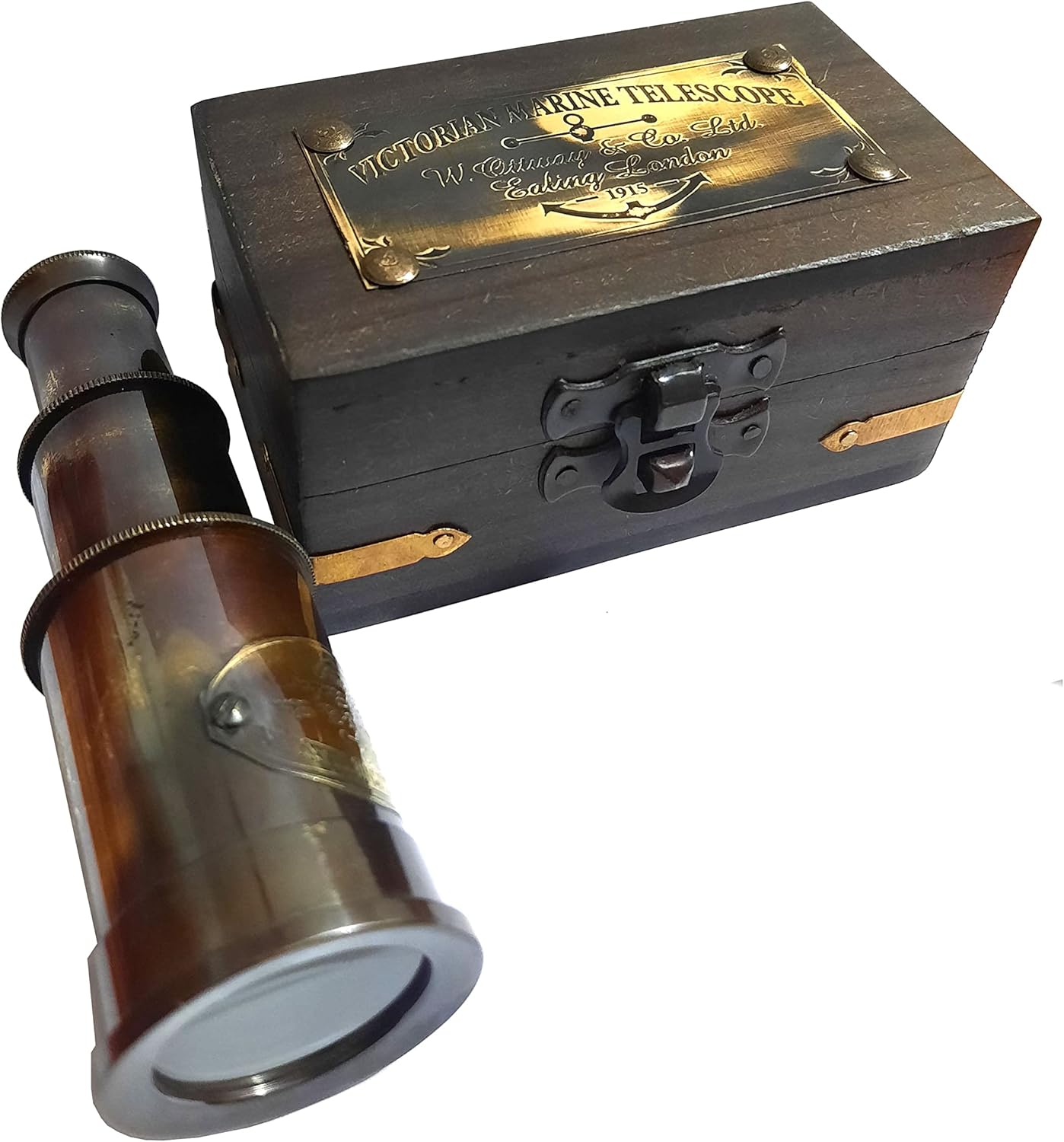 Brass Spyglass Telescope with Box