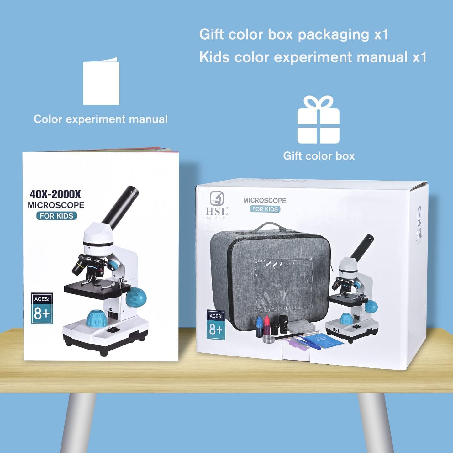 HSL 40X-2000X Kids Microscope Set