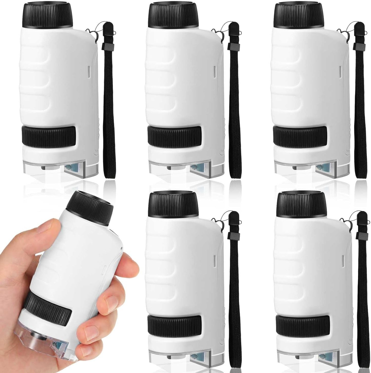 6-Pack Pocket Microscope 60x-120x LED – White