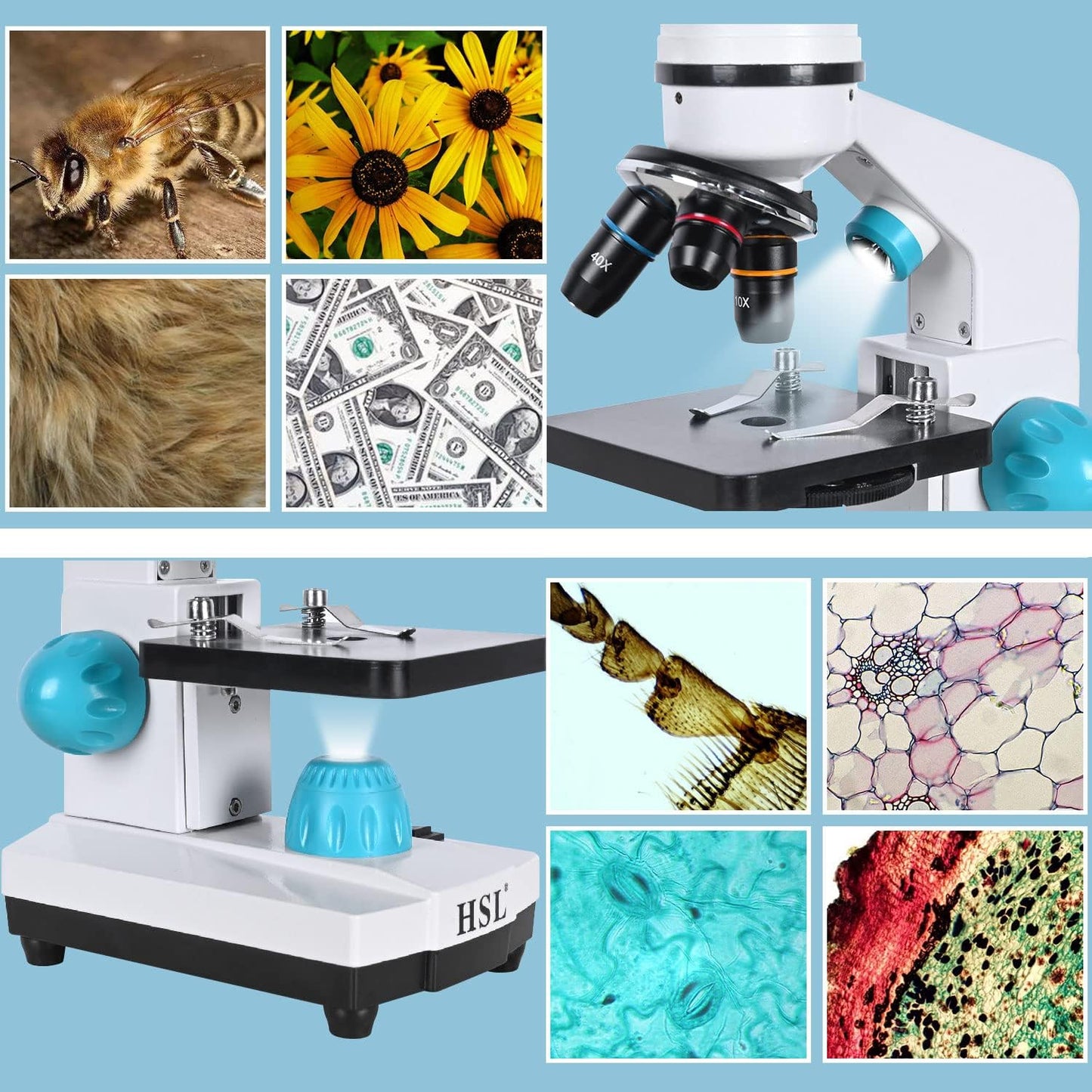 HSL 40X-2000X Kids Microscope Set