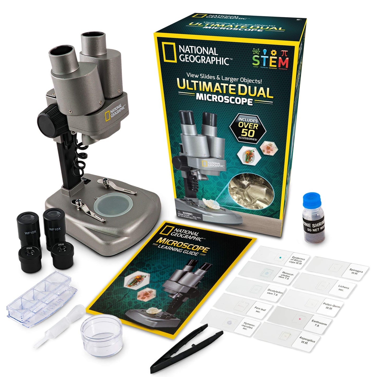 Nat Geo Dual LED Kids Microscope Kit – 50+ pcs
