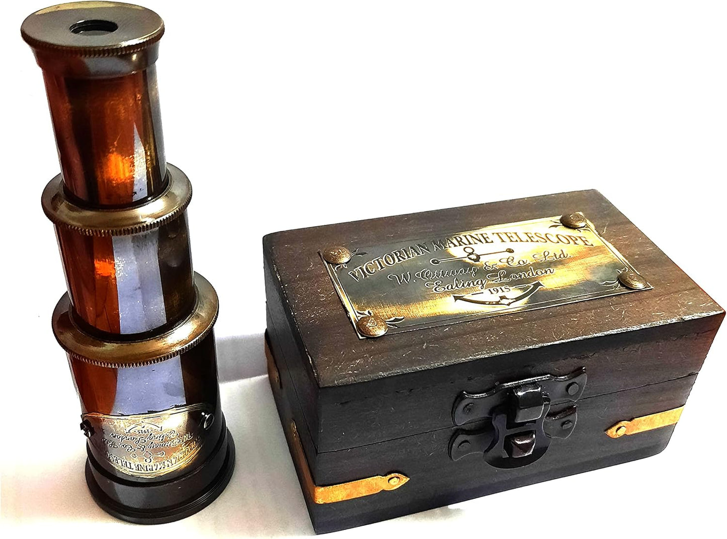 Brass Spyglass Telescope with Box