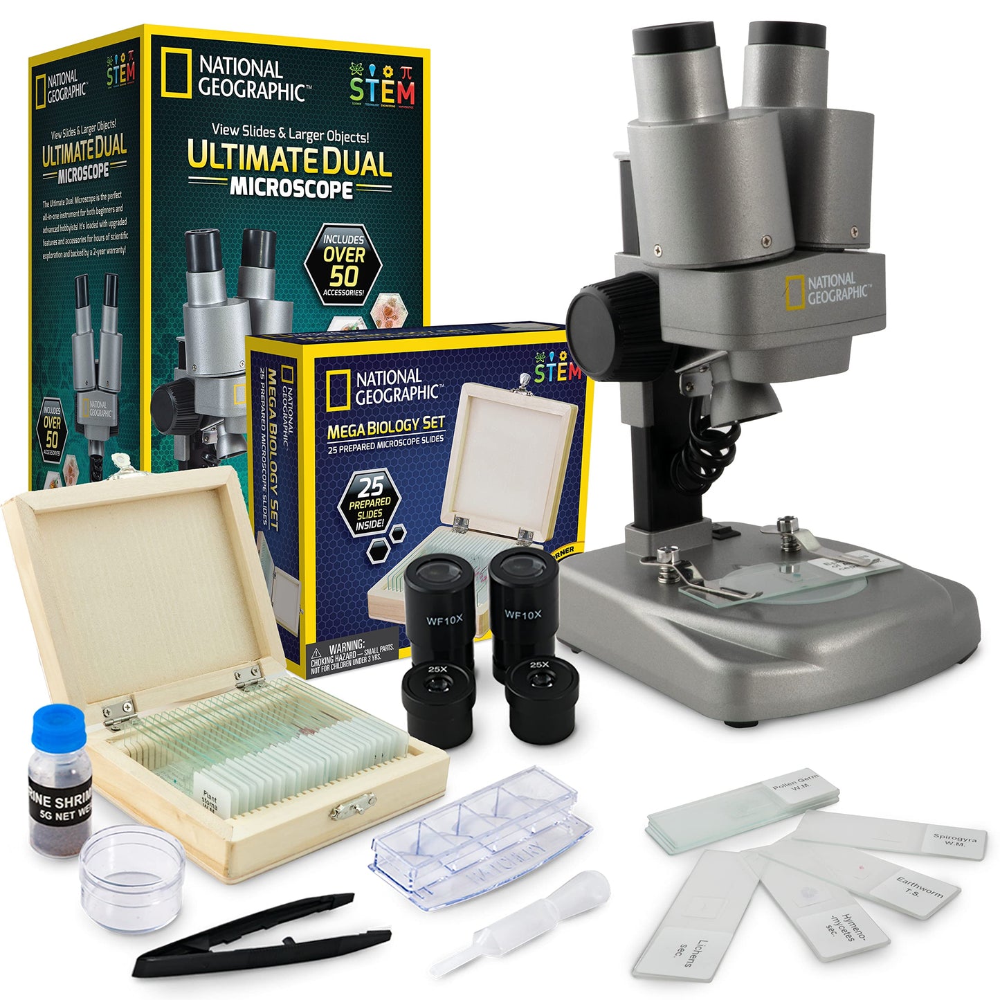 Nat Geo Dual LED Kids Microscope Kit – 50+ pcs